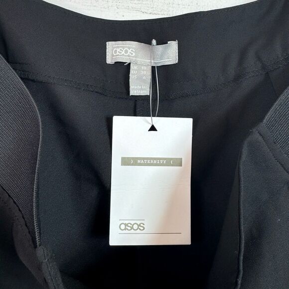 ASOS Maternity Black Wide Leg Cropped Trouser Pants Women's Sz 6 NWT - Picture 4 of 5